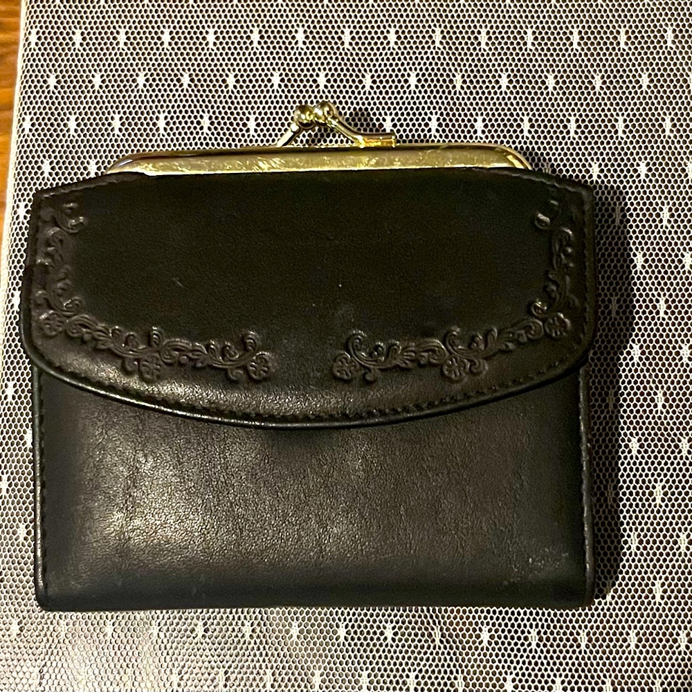 Buxton Heiress Top Grain Leather French Purse Black Wallet